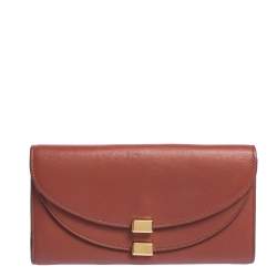 Pre Owned Chloe Cinnamon Brown Leather Georgia Long Wallet
