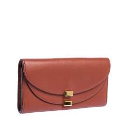 Pre Owned Chloe Cinnamon Brown Leather Georgia Long Wallet
