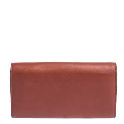 Pre Owned Chloe Cinnamon Brown Leather Georgia Long Wallet