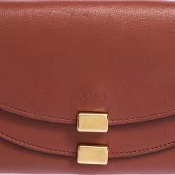 Pre Owned Chloe Cinnamon Brown Leather Georgia Long Wallet