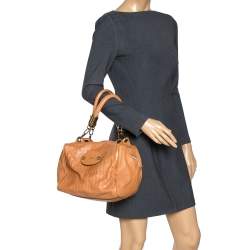 Pre Owned Chloe Tan Leather Zipped Satchel