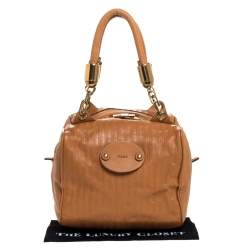 Pre Owned Chloe Tan Leather Zipped Satchel