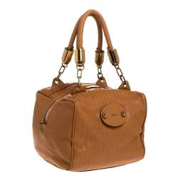 Pre Owned Chloe Tan Leather Zipped Satchel