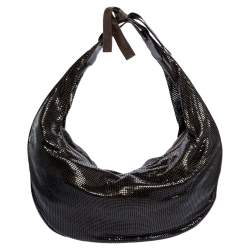 Pre Owned Chloe Dark Brown Metal Mesh and Leather Hobo
