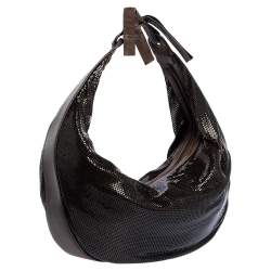 Pre Owned Chloe Dark Brown Metal Mesh and Leather Hobo