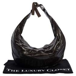 Pre Owned Chloe Dark Brown Metal Mesh and Leather Hobo