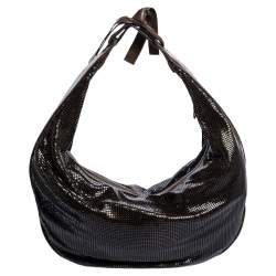 Pre Owned Chloe Dark Brown Metal Mesh and Leather Hobo