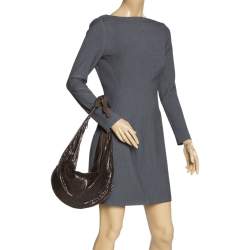 Pre Owned Chloe Dark Brown Metal Mesh and Leather Hobo