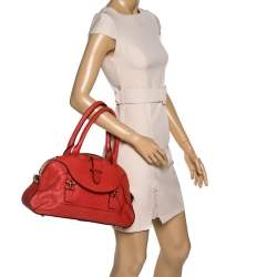 Pre Owned Chloe Dark Orange Leather Georgia Dome Satchel