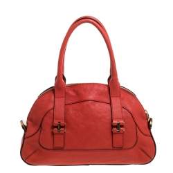 Pre Owned Chloe Dark Orange Leather Georgia Dome Satchel