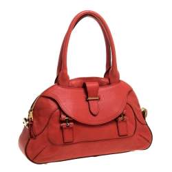 Pre Owned Chloe Dark Orange Leather Georgia Dome Satchel