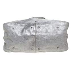 Pre Owned Chloe Metallic Silver Leather Medium Paddington Satchel
