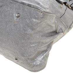 Pre Owned Chloe Metallic Silver Leather Medium Paddington Satchel