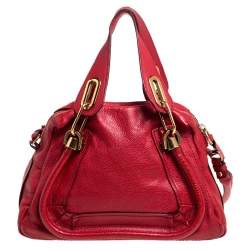 مملوكة مسبقًا Chloe Red Leather Small Paraty Shoulder Bag