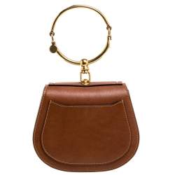 Chloe Brown Leather and Suede Small Nile Bracelet Shoulder Bag