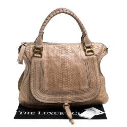 Pre Owned Chloe Beige Python and Leather Large Marcie Satchel