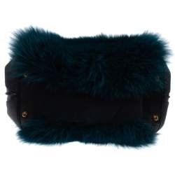 Chloe Black/Teal Leather and Faux Fur Alice Tote