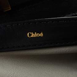 مملوكة مسبقًا Chloe Black/Teal Leather and Faux Fur Alice Tote