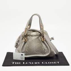 Chloe Grey Python and Leather Small Paraty Shoulder Bag