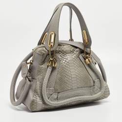 Chloe Grey Python and Leather Small Paraty Shoulder Bag