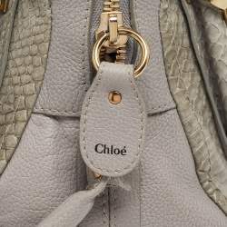 Chloe Grey Python and Leather Small Paraty Shoulder Bag