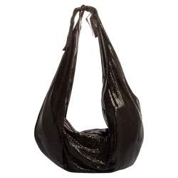 Pre Owned Chloe Dark Brown Metal Mesh and Leather Hobo