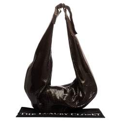 Pre Owned Chloe Dark Brown Metal Mesh and Leather Hobo