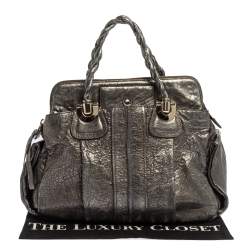 Chloe Metallic Textured Leather Heloise Satchel