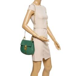 Chloe Green Leather Medium Drew Shoulder Bag