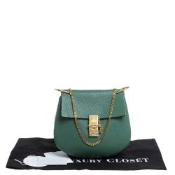 Chloe Green Leather Medium Drew Shoulder Bag