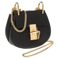 مملوكة مسبقًا Chloe Black Grained Leather Nano Drew Shoulder Bag