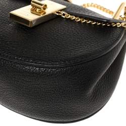 مملوكة مسبقًا Chloe Black Grained Leather Nano Drew Shoulder Bag