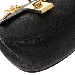 مملوكة مسبقًا Chloe Black Grained Leather Nano Drew Shoulder Bag