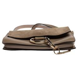 Pre Owned Chloe Dark Beige Leather and Suede Faye Shoulder Bag