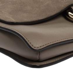 Pre Owned Chloe Dark Beige Leather and Suede Faye Shoulder Bag