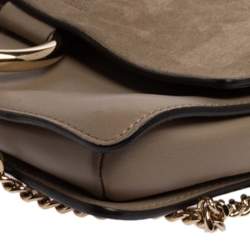 Pre Owned Chloe Dark Beige Leather and Suede Faye Shoulder Bag