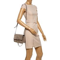 Pre Owned Chloe Dark Beige Leather and Suede Faye Shoulder Bag