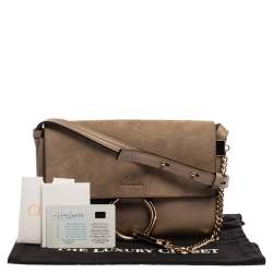 Pre Owned Chloe Dark Beige Leather and Suede Faye Shoulder Bag