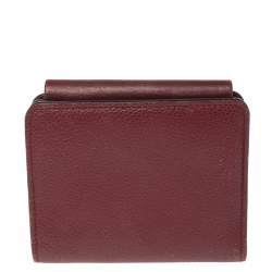 Pre Owned Chloe Burgundy Leather Drew Compact Wallet