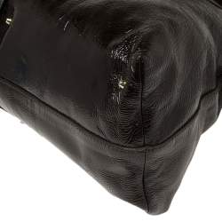 مملوكة مسبقًا Chloe Dark Brown/Brown Patent Leather Paddington Dome Satchel 