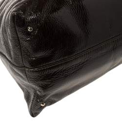 مملوكة مسبقًا Chloe Dark Brown/Brown Patent Leather Paddington Dome Satchel 