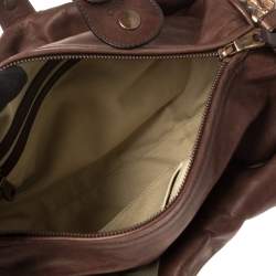 Pre Owned Chloe Brown/Rose Gold Python and Leather Silverado Satchel