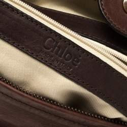 Pre Owned Chloe Brown/Rose Gold Python and Leather Silverado Satchel