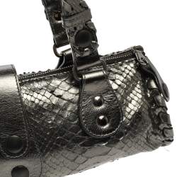 Pre Owned Chloe Metallic Dark Green Python Silverado Satchel