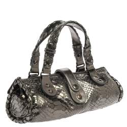 Pre Owned Chloe Metallic Dark Green Python Silverado Satchel