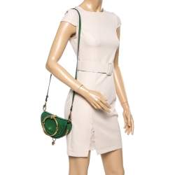 مملوكة مسبقًا Chloe Green Leather Small Nile Bracelet Minaudiere Crossbody Bag