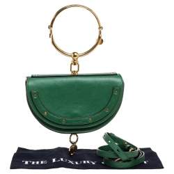 مملوكة مسبقًا Chloe Green Leather Small Nile Bracelet Minaudiere Crossbody Bag