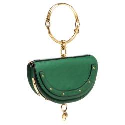مملوكة مسبقًا Chloe Green Leather Small Nile Bracelet Minaudiere Crossbody Bag