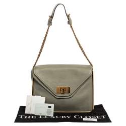 مملوكة مسبقًا حقيبة كتف كلوي سالي جلد رصاصي بقلاب متوسطة 