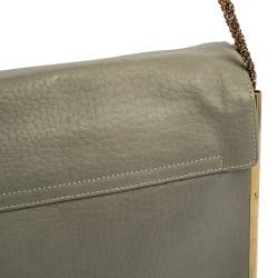 مملوكة مسبقًا حقيبة كتف كلوي سالي جلد رصاصي بقلاب متوسطة 